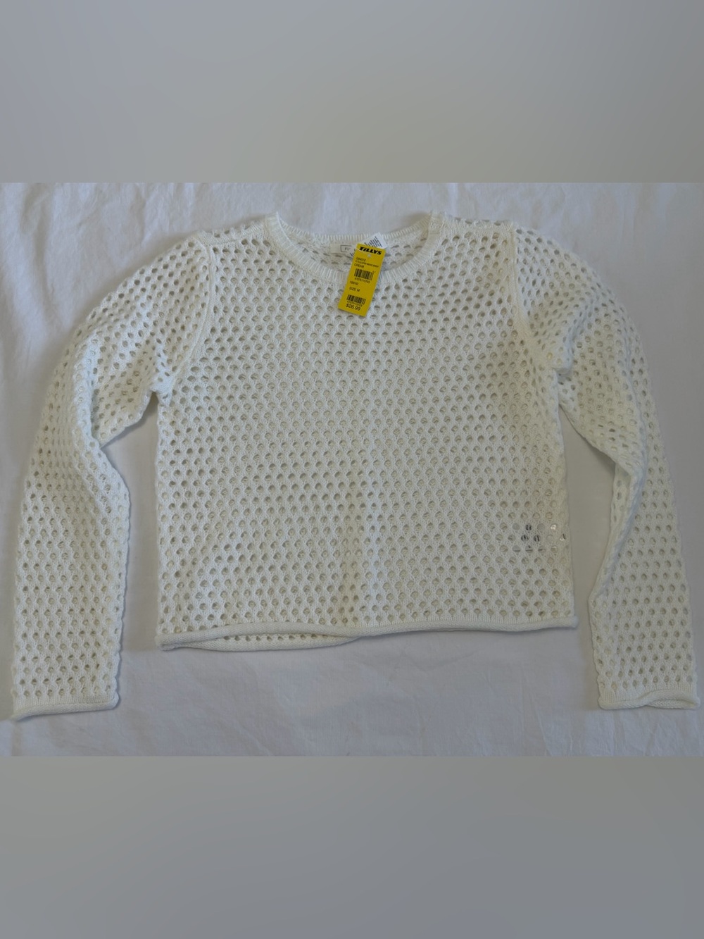 Full Tilt White Open-Knit Sweater
